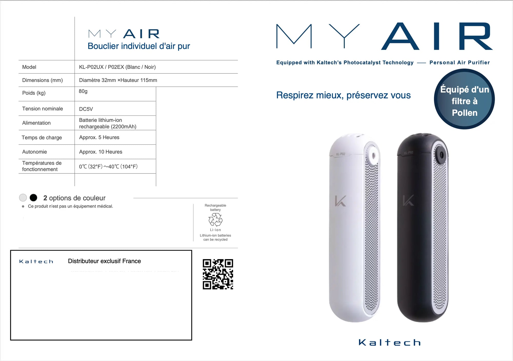 KL-P02 (My Air) - Kaltech France